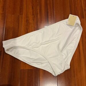 MICHAEL KORS Bikini Bottom Swim White Solid MM8H142 Resort Beach New NWT Size XL